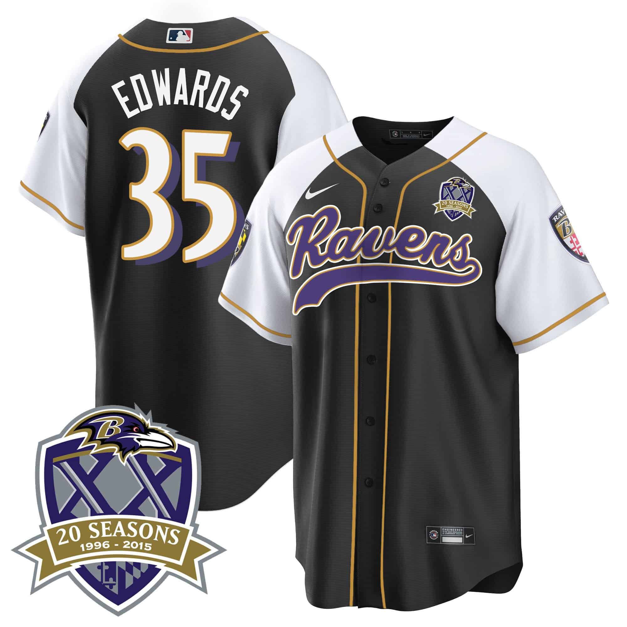 Men Baltimore Ravens #35 Edwards Black 2024 Nike 20th Season Patch Baseball NFL Jersey->indianapolis colts->NFL Jersey